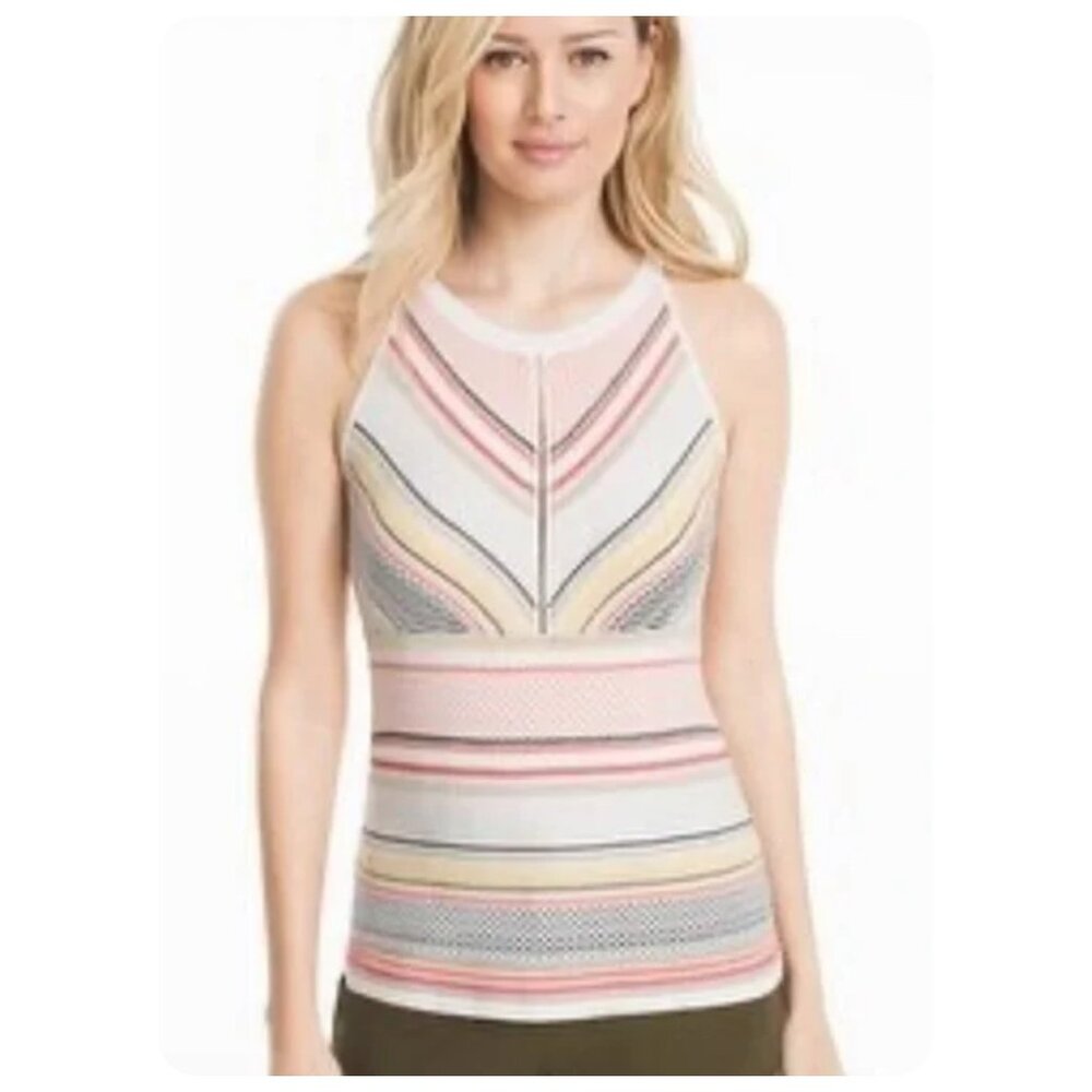 !! White House Black Market Multi-Color Stripe Sweater Knit Sleeveless Tank - Picture 1 of 7